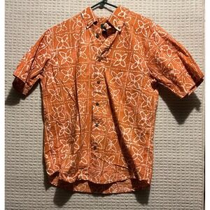 Orvis Batik Button Down Short Sleeve Shirt NEW No Tags Classic Fit M Orange